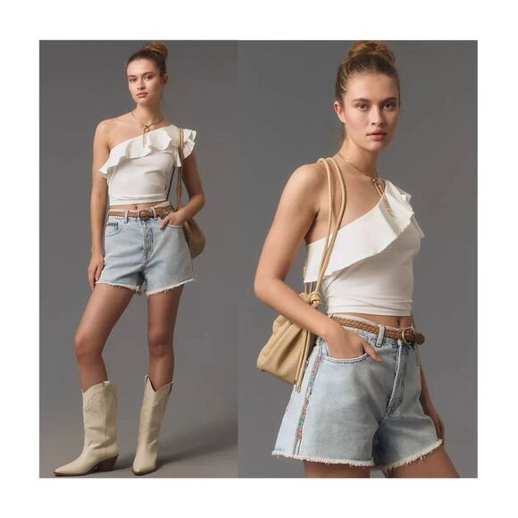 Anthropologie Maeve One-Shoulder Ruffle Top - Picture 6 of 6